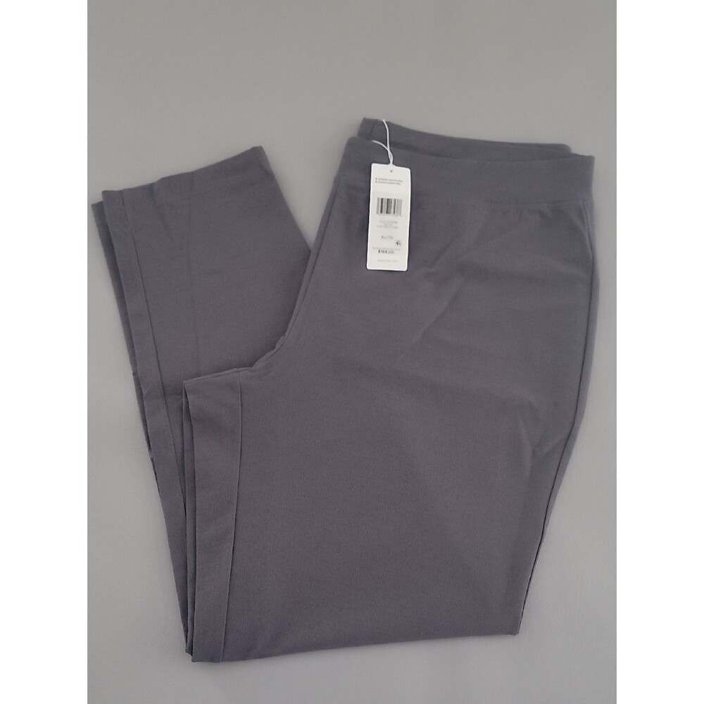 Eileen Fisher Washable Stretch Crepe Gray Slim Ankle Pants W/ Yoke Size XL
